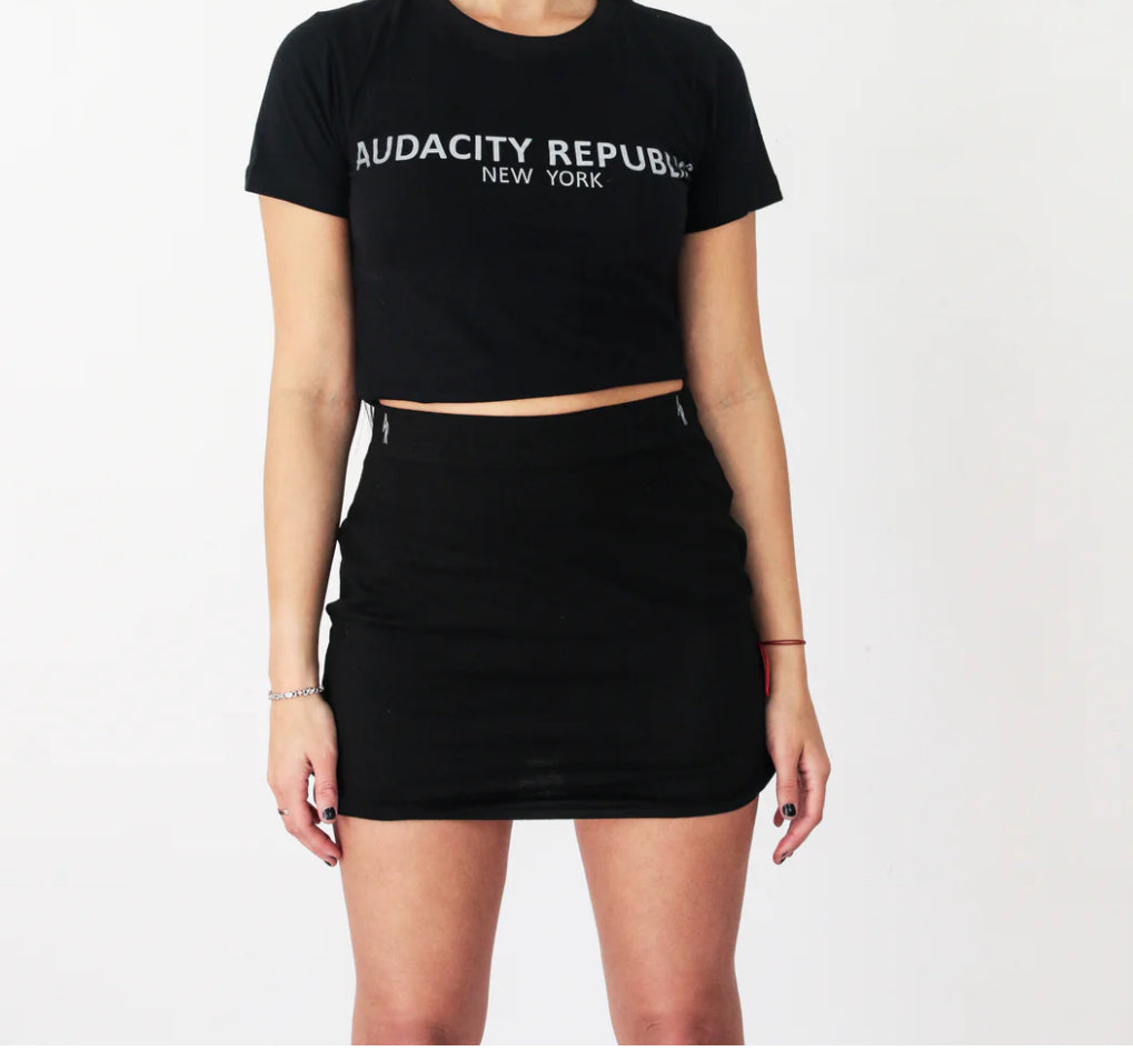 The Audacity Republic TM stretch mini skirt